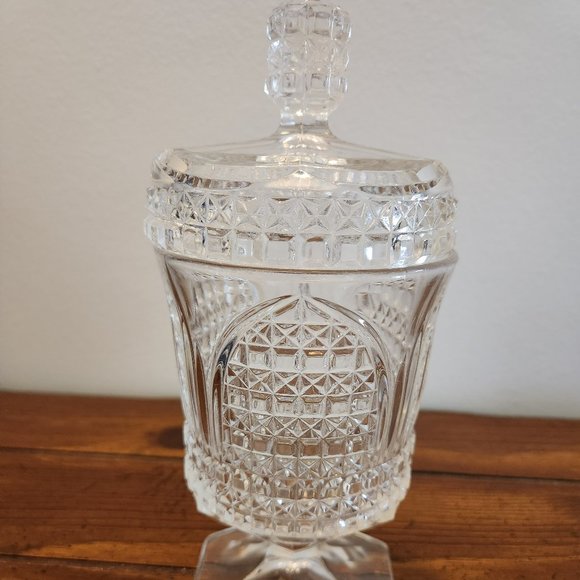 Vintage 8.5" Tall Cut Glass Lidded Candy Jar - Picture 2 of 10